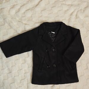 Stylish Black Kids Pea Coat Size 3Y